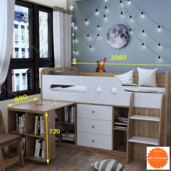 Giường tầng kết hợp tủ sách nhỏ GT026