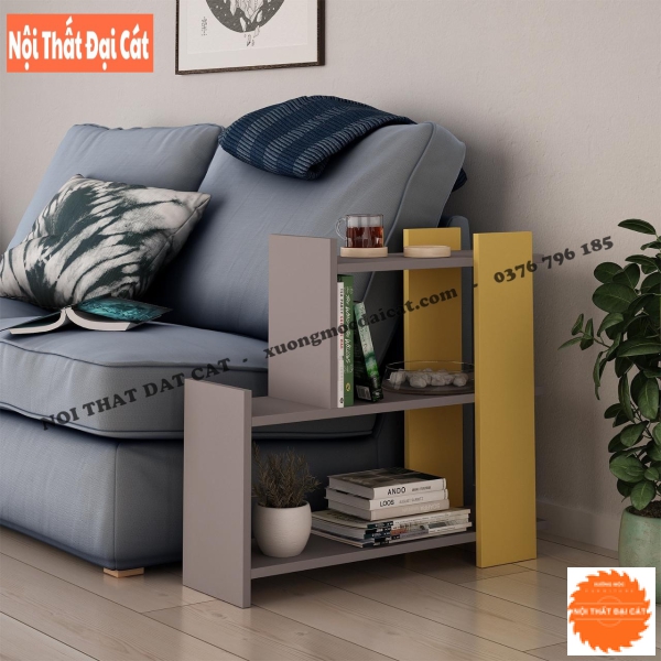 Bàn gỗ cạnh sofa màu xám - vàng BGS002