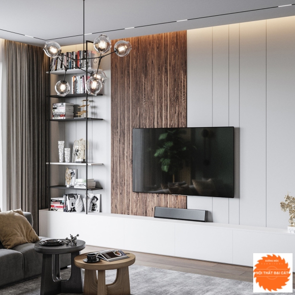 Kệ tivi kèm kệ sắt trang trí KTV212