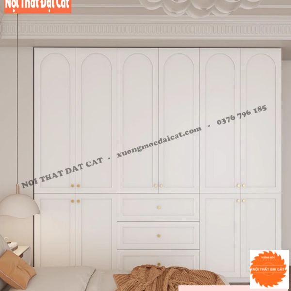 Tủ áo quần đẹp tone trắng TA476