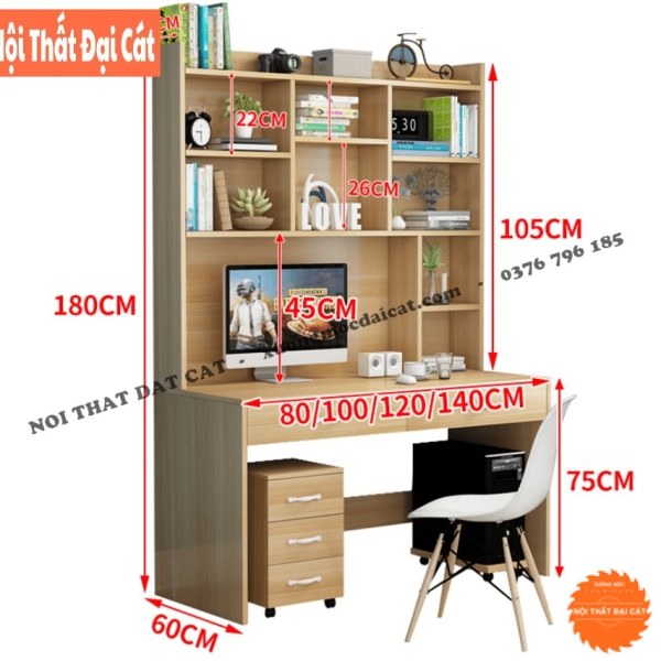 Bàn học kệ sách đa năng BH077