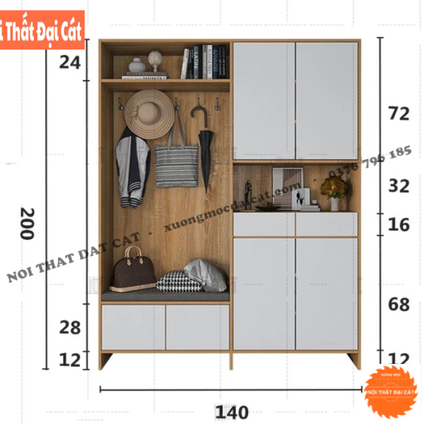 Tủ đựng giày dép gỗ thiết kế đa năng TG237