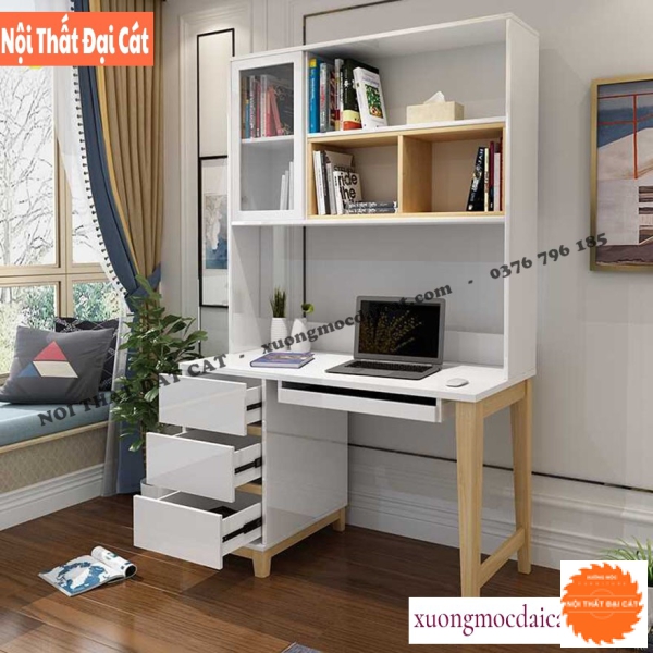 Bàn học kèm kệ sách gỗ đa năng BH079
