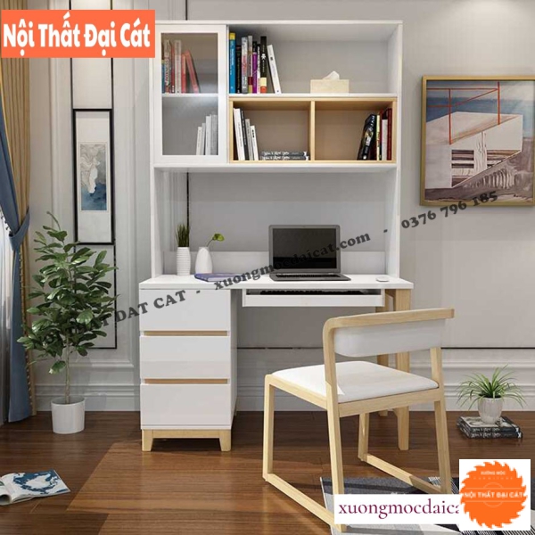 Bàn học kèm kệ sách gỗ đa năng BH079