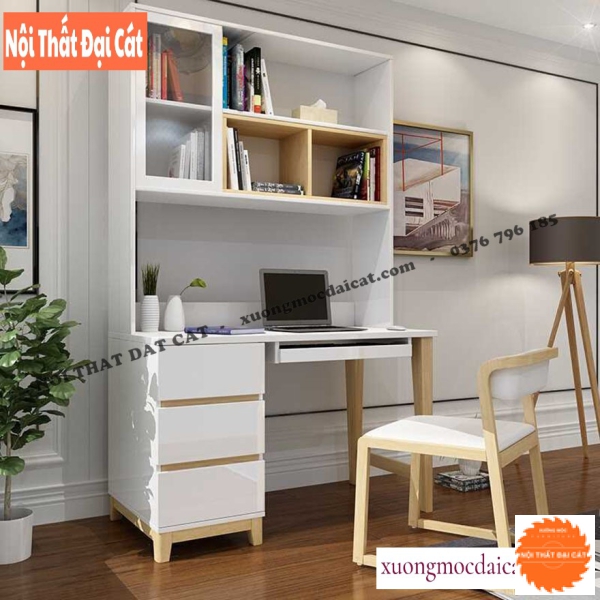 Bàn học kèm kệ sách gỗ đa năng BH079