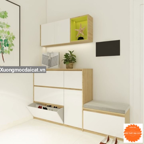 Tủ giày thiết kế có ghế ngồi TG147