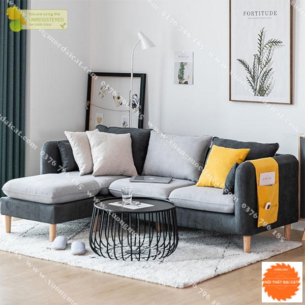 Ghế sofa L bọc nỉ thiết kế sang trọng 