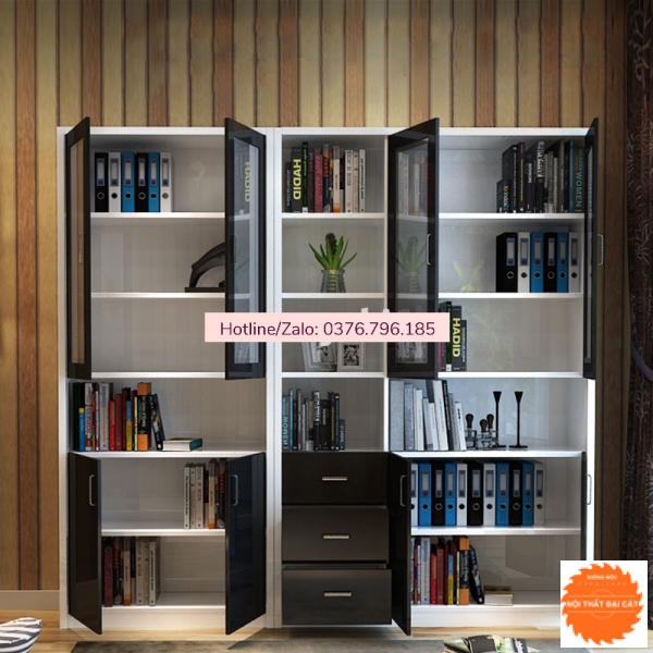 Tủ hồ sơ gỗ cánh kính đẹp THS091