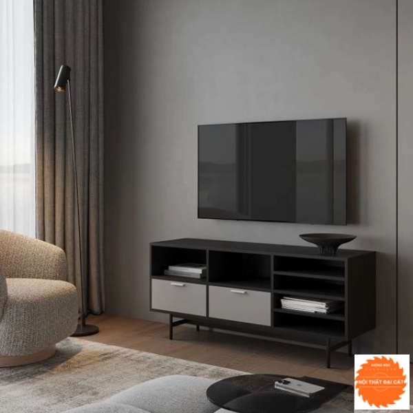 Kệ tivi gỗ tone màu xám đen KTV361