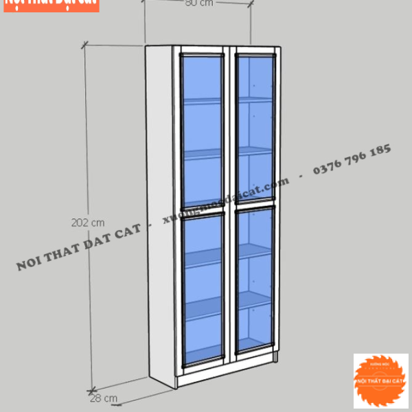 Kệ sách nhiều tầng thiết kế 2 cánh mở KS206