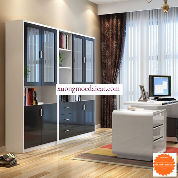 Tủ hồ sơ gỗ cánh kính đẹp THS091