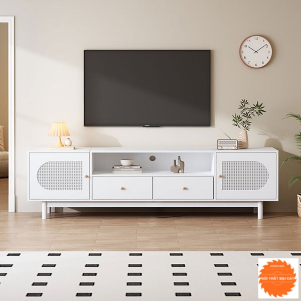 Kệ tivi gỗ cánh mây thiết kế đẹp KTM041