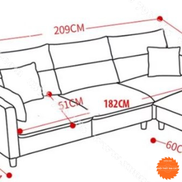 Ghế sofa L bọc nỉ thiết kế sang trọng 