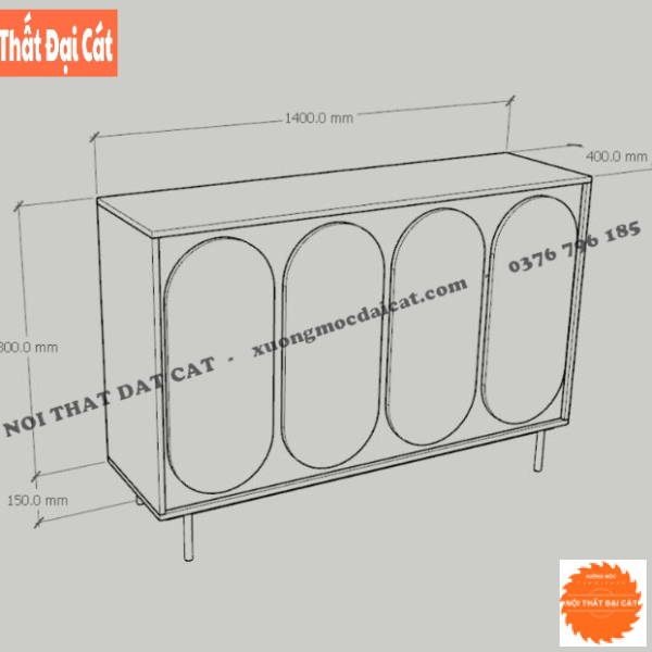 Tủ lưu trữ đồ, trang trí 4 cánh hiện đại TĐ068