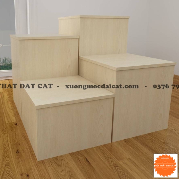 Kệ gỗ trưng bày ở giữa shop KG001