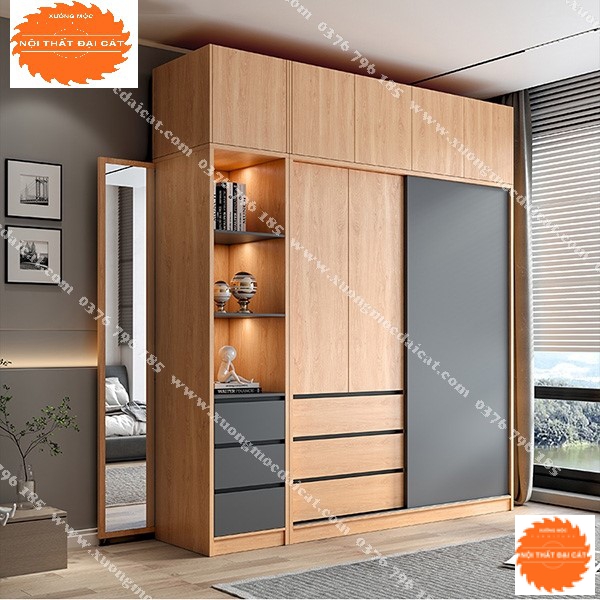 Tủ quần áo gỗ MDF kiểu dáng hiện đại TA197