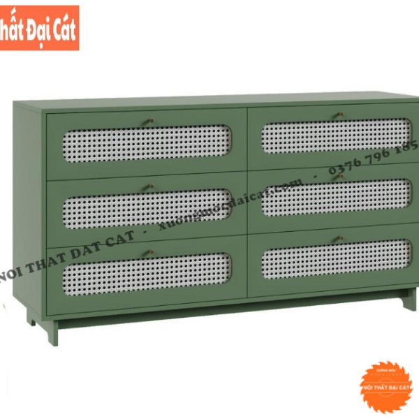 Tủ đựng đồ gỗ kết hợp mây hiện đại TĐ074