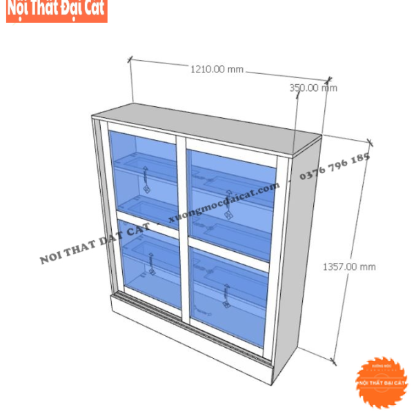 Tủ lưu trữ đồ nhỏ gỗ lộng kính TĐ075