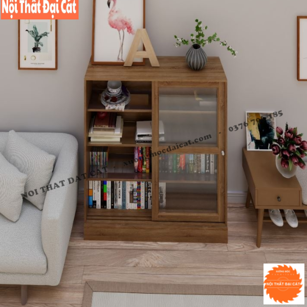 Tủ lưu trữ đồ nhỏ gỗ lộng kính TĐ075
