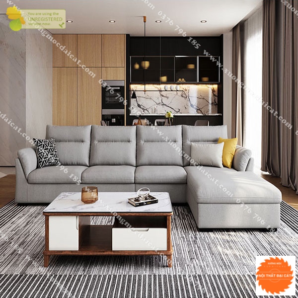 Ghế sofa góc bọc nỉ phòng khách thiết kế đẹp hiện đại
