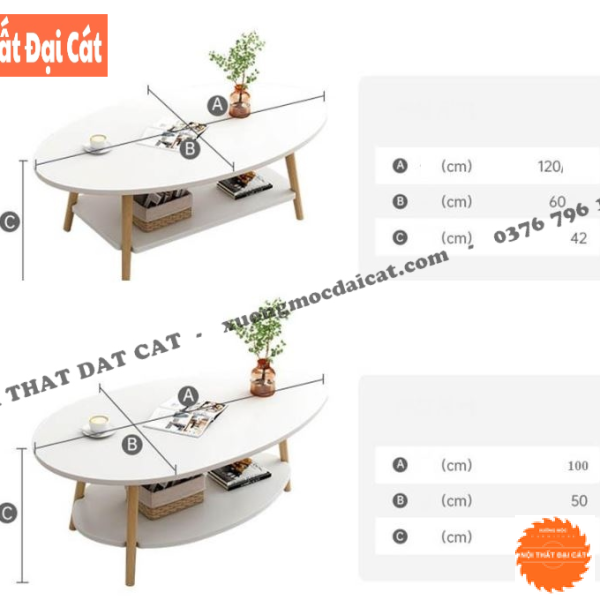 Bàn trà phòng khách gỗ 2 tầng BS081