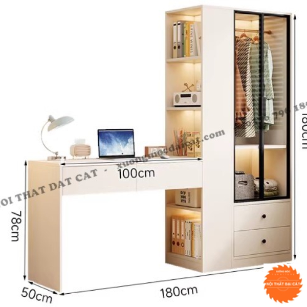 Tủ áo quần kết hợp bàn làm việc TA478