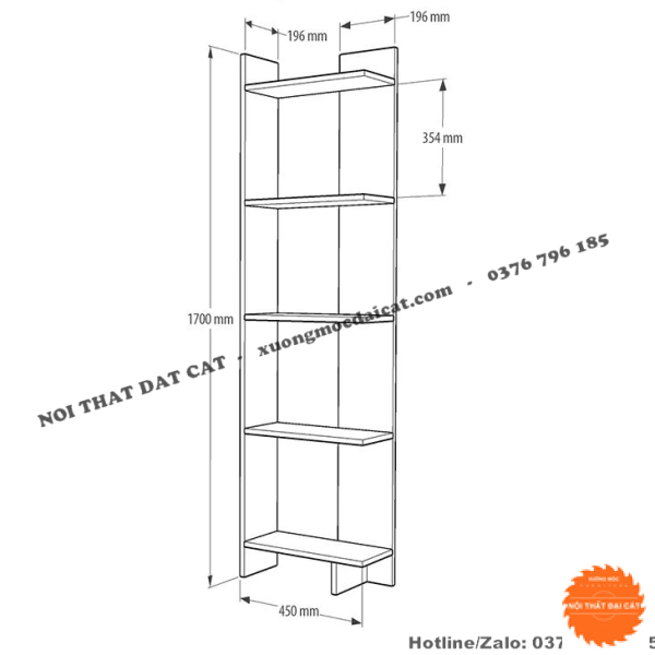 Kệ sách cao thiết kế ở góc tường KS142