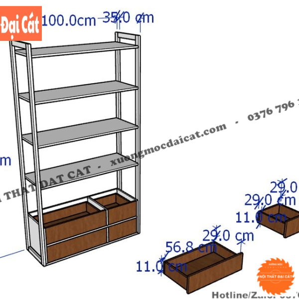 Kệ gỗ trưng bày kết hợp khung sắt KG031