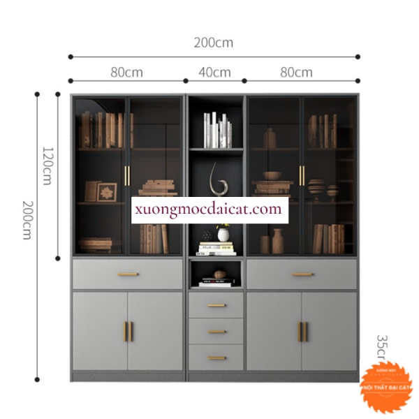 Tủ hồ sơ gỗ văn phòng hiện đại THS092