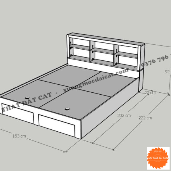 Giường ngủ có hộc nhỏ đầu giường G121