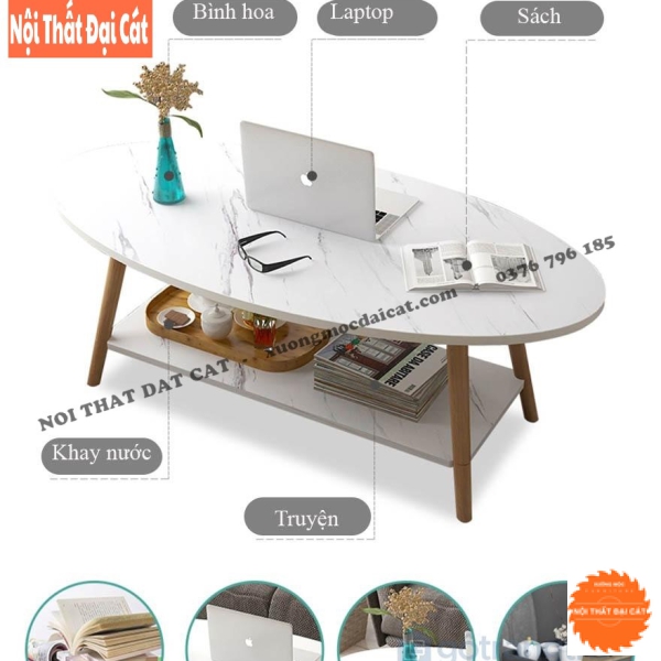 Bàn trà phòng khách gỗ 2 tầng BS081
