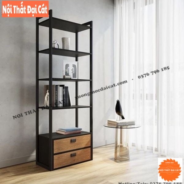 Kệ gỗ trưng bày kết hợp khung sắt KG031