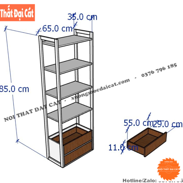 Kệ gỗ trưng bày kết hợp khung sắt KG031