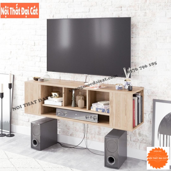 Kệ tivi treo tường kết hợp trang trí KTV168