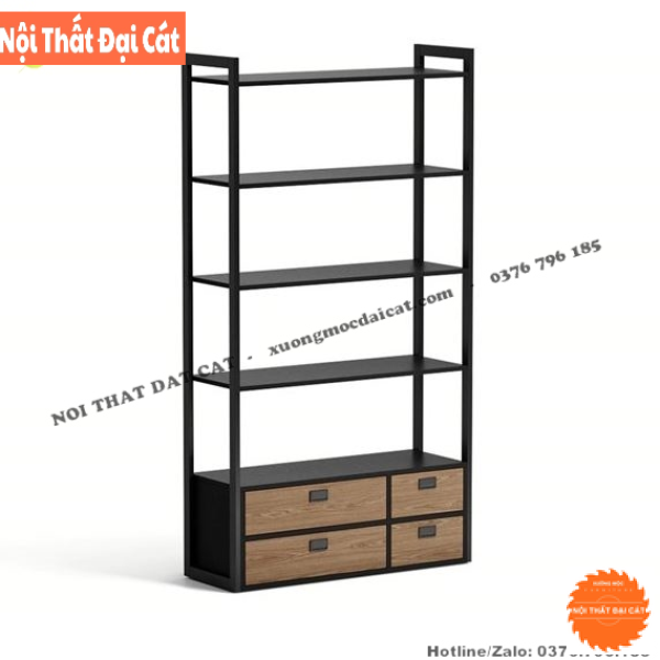 Kệ gỗ trưng bày kết hợp khung sắt KG031