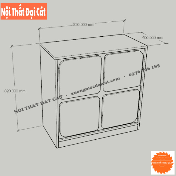 Tủ lưu trữ trưng bày thiết kế 4 cánh mở TĐ077