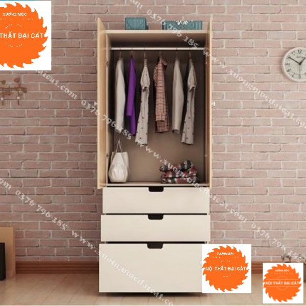 Tủ áo quần gỗ công nghiệp 3 hộc kéo TA202