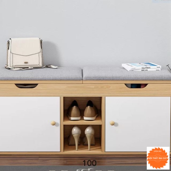 Tủ giày nhỏ gọn kèm ghế bọc nệm TG162