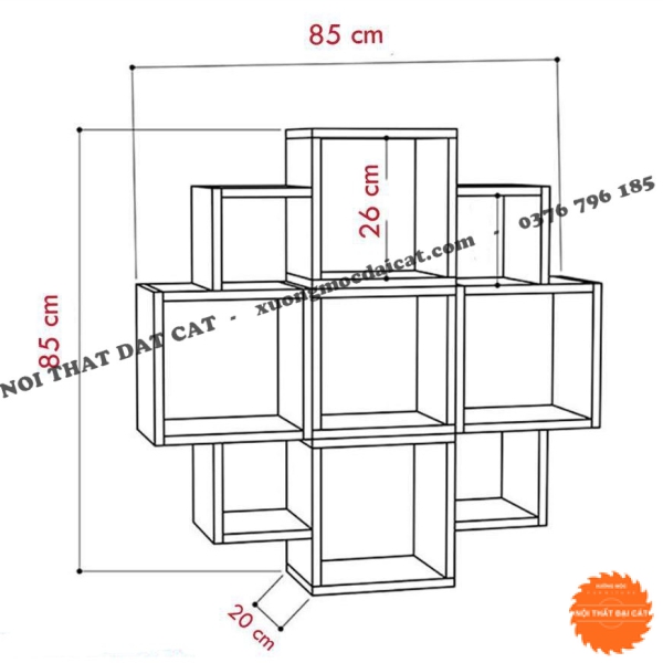 Kệ trang trí - kệ sách treo tường KTT101