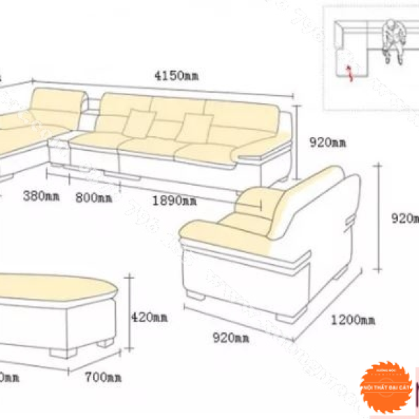 Ghế sofa da đẹp kết hợp kệ để đồ