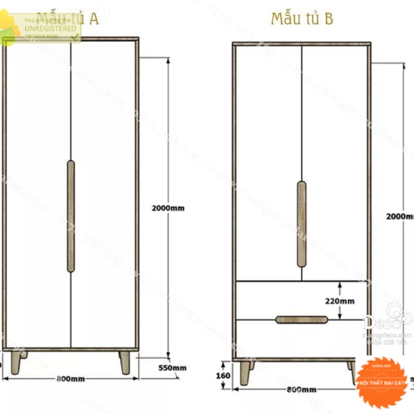 Tủ áo quần gỗ phong cách đẹp TA203