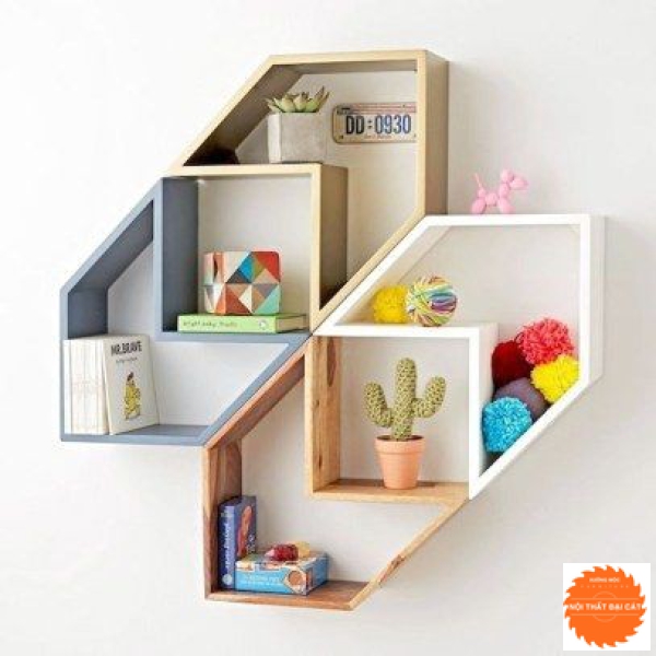 Kệ trang trí gỗ MDF treo tường đẹp KTT103