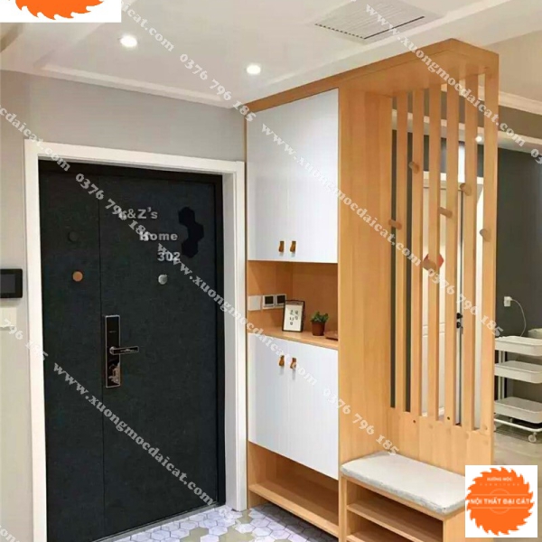 Tủ giày thiết kế kèm ghế và móc treo đồ TG165