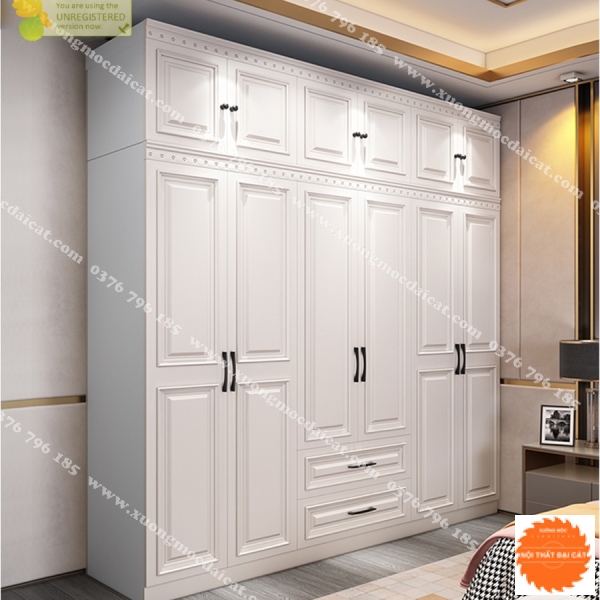 Tủ áo quần gỗ thiết kế tân cổ điển TA204