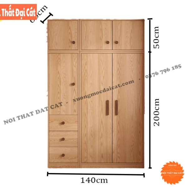 Tủ áo quần vân gỗ sồi TA479