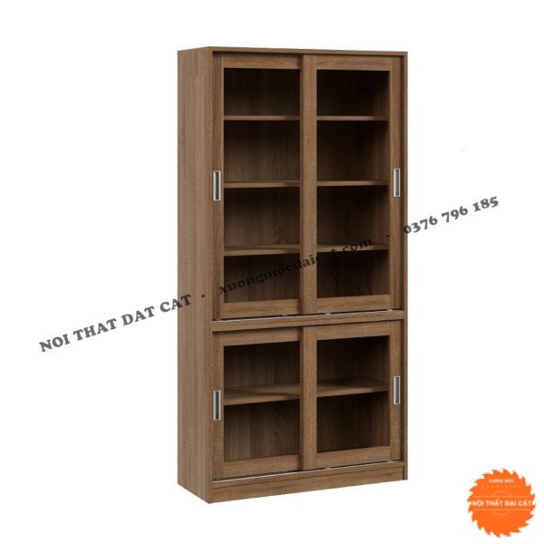 Kệ sách gỗ kính thiết kế cánh trượt KS211