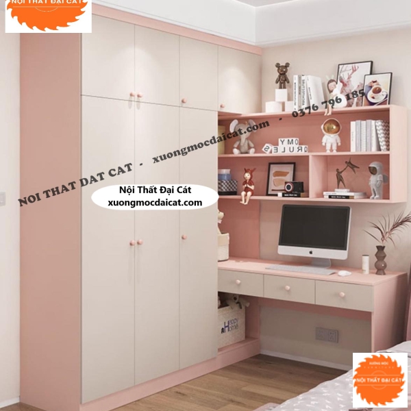 Tủ áo quần tone trắng hồng MS22248