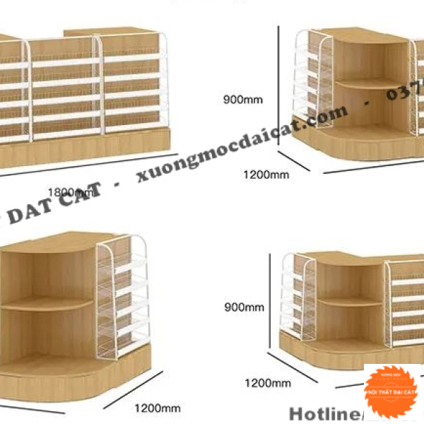 Kệ gỗ trưng bày kèm quầy thu ngân KG023