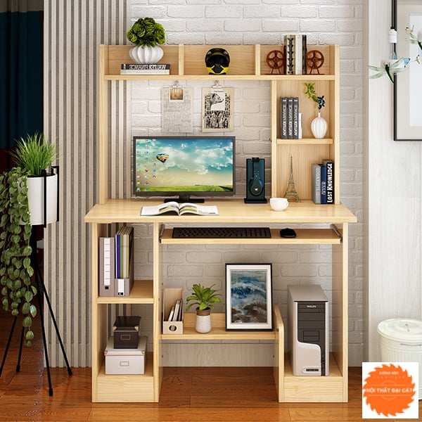 Bàn làm việc liền giá sách thiết kế đẹp BLV082