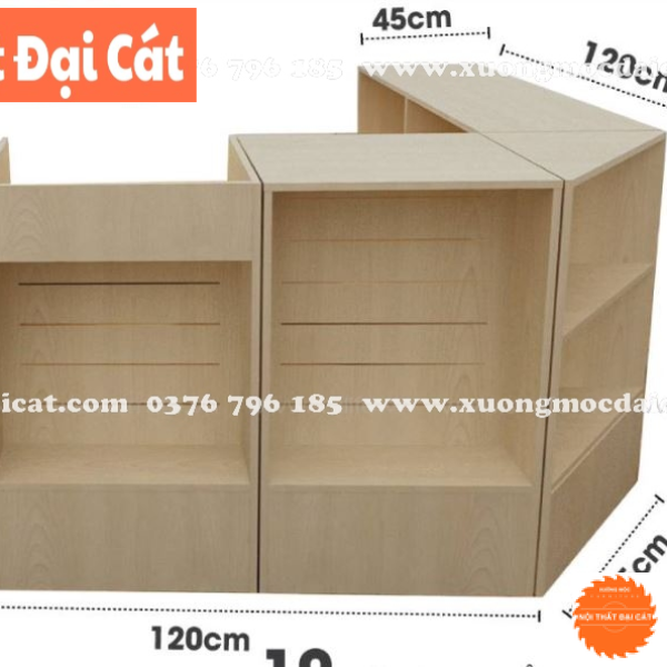 Quầy thu ngân thiết kế chữ L QTN004